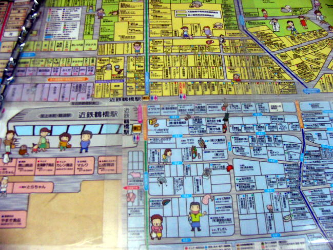 鶴橋市場界隈のマップ